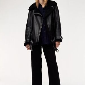 Aritzia Joan Shearling Leather Jacket (Black)